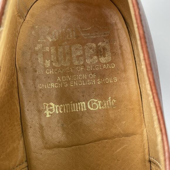 Royal Tweed by Cheaney Men’s UK 10.5 US 11.5 Brown Leather Cap Toe Oxford Shoes - Picture 9 of 10